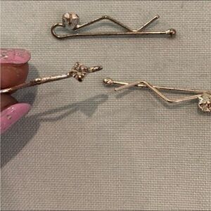 Vintage 1990s Claire’s Rhinestone Silver Bobby Pin Trio Lot